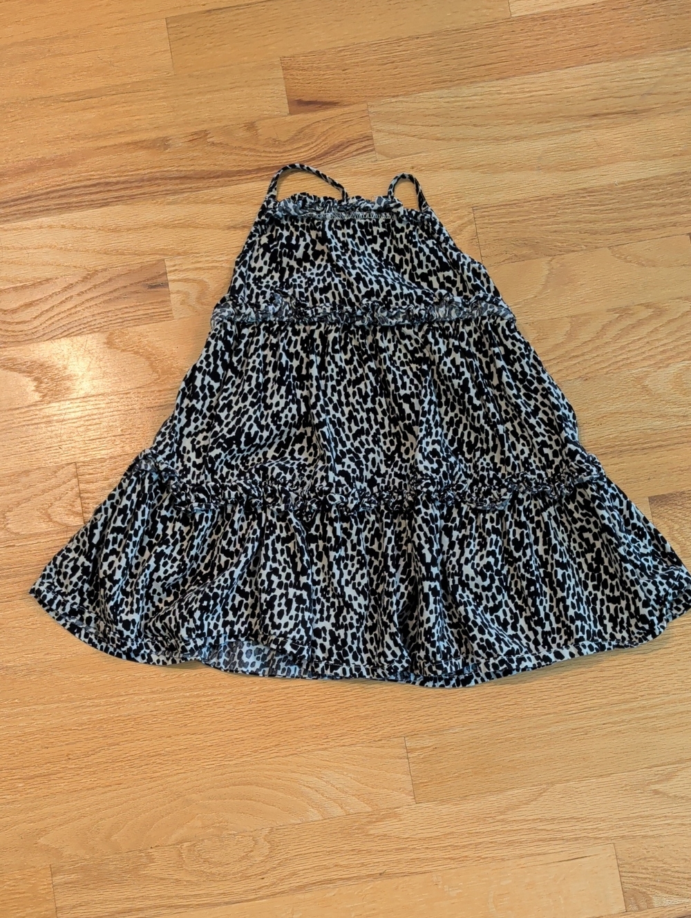 Old Navy Black and White Leopard Print Tiered Skirt